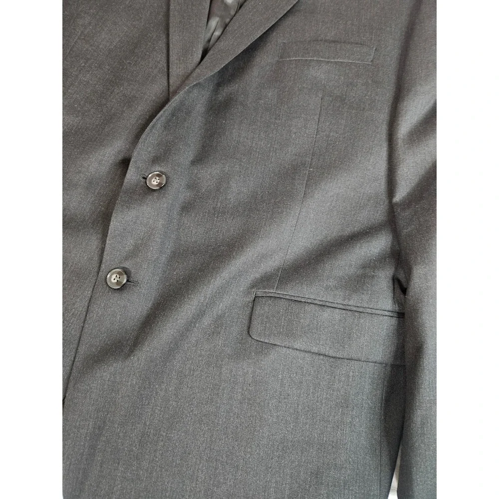 Calvin Klein‎ Mens 48R Blazer Charcoal Gray 100% Wool 2 Button Suit Jacket 48 R